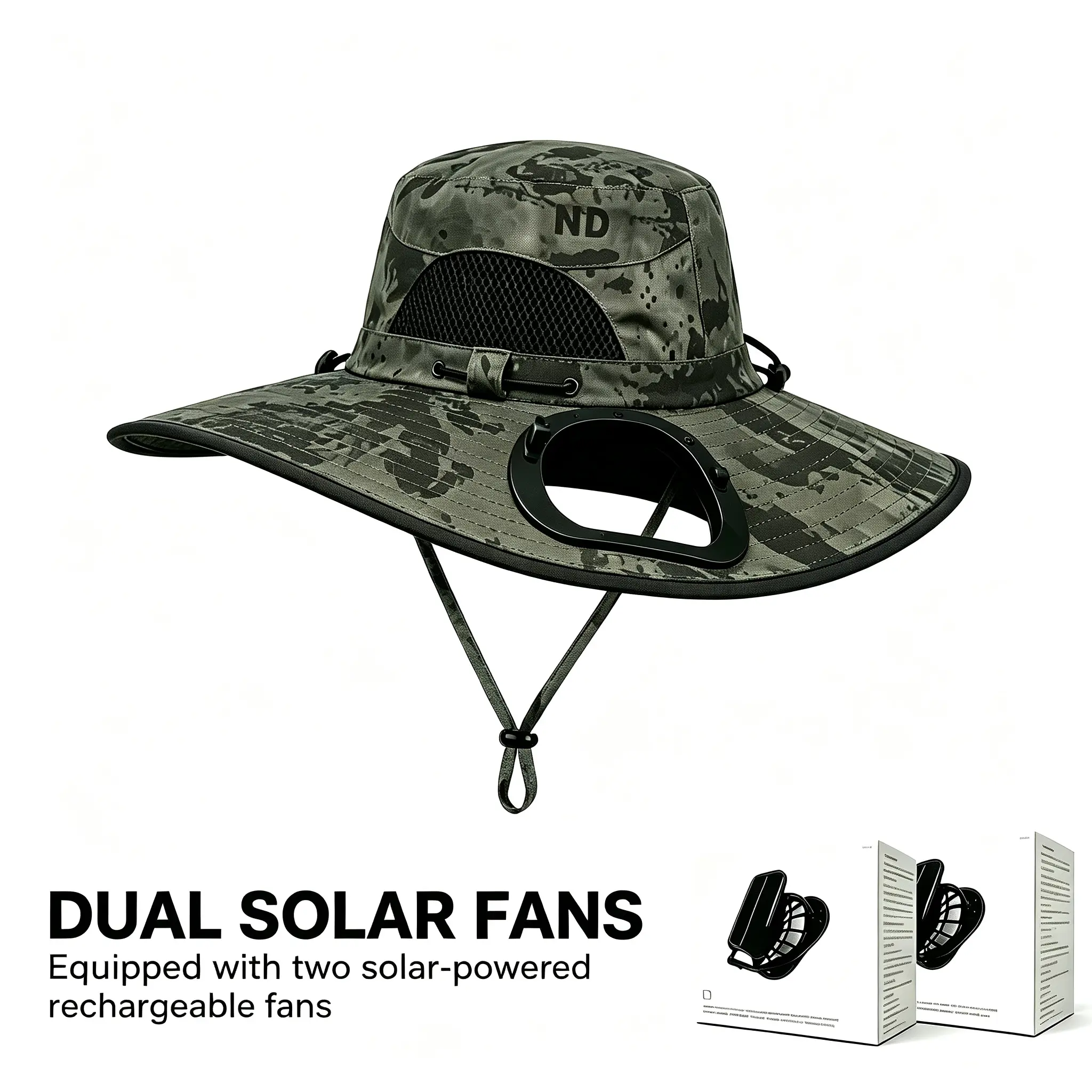 Cooling Fan Hat with Dual Fans – UPF 50+ Waterproof Wide Brim Cooling Hat, USB Rechargeable Sun Bucket Hat for Gardening, Yard Work, Lawn Care, Mowing, Fishing, Golf, Beach, Camping & Outdoor Work. Summer Outdoor Gear & Heat Protection Hat for Men & Women