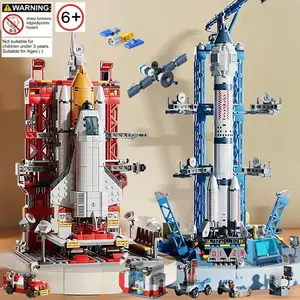 Rocket Ship Small Particle Building Block Model Toy Display Piece, Holiday Gift, Day Gift, Spaceship Model Kit, 458-521 Pcs