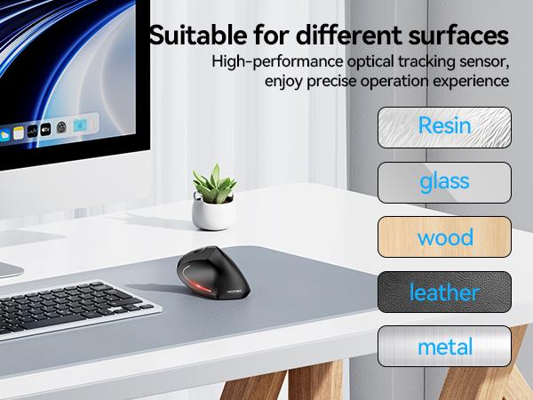 TECKNET Ergonomic Mouse, Wireless Bluetooth Vertical Mouse, 4800 DPI Optical Tracking, 6 Adjustable DPI, Quiet Clicks, 2.4GHz with USB A Receiver, 12 Months Battery, 6 Buttons, Wide Compatibility