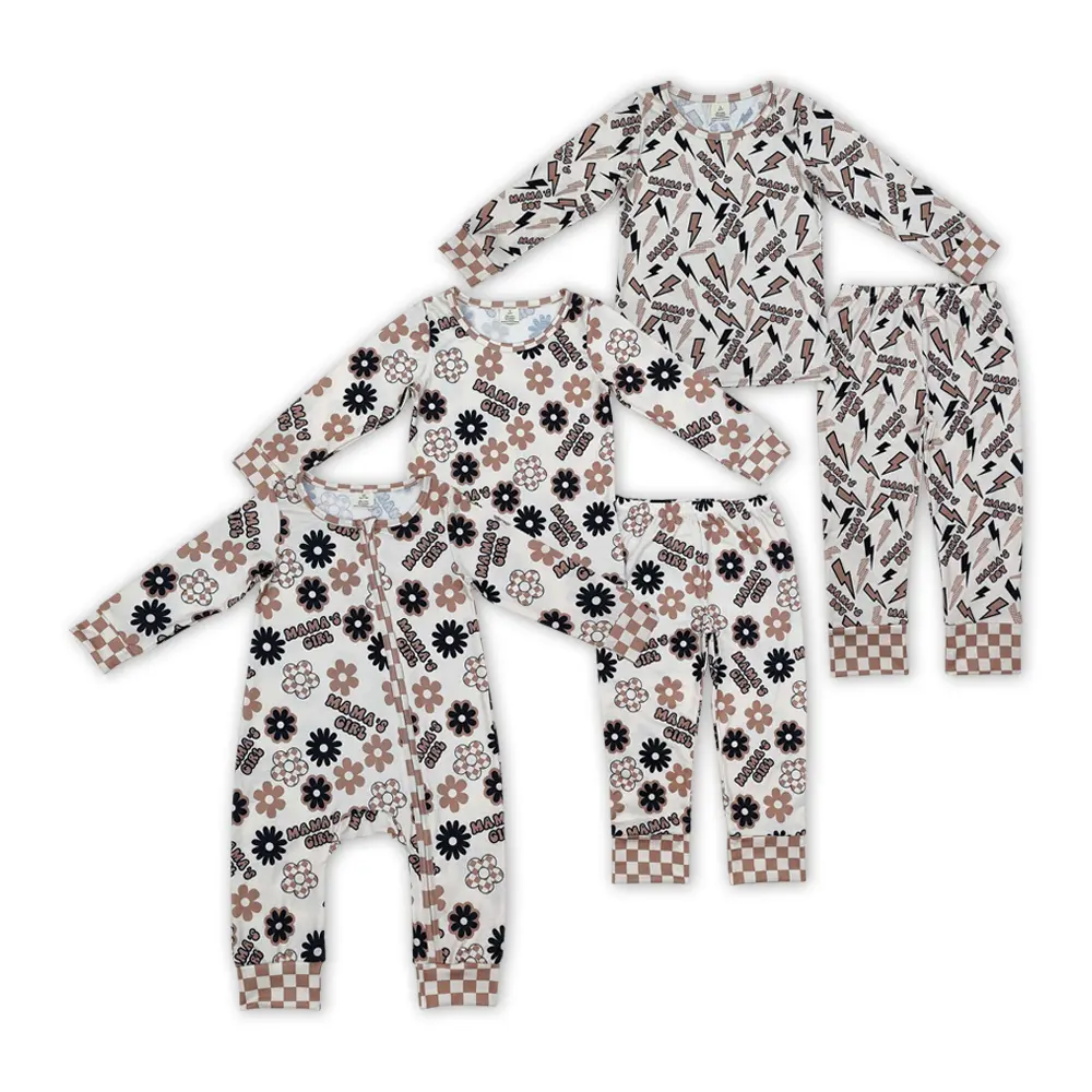 Western Floral Print Pajama Set for Toddlers & Kids, Cozy Long Sleeve Sleepwear for Spring, Matching Sibling Outfits, Siblings, Sleepwear Set, Matching Sets