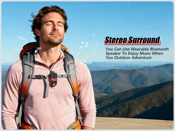 Product Introduction of GBEAST Wearable Bluetooth Speaker with RGB Lights & Flashlight IPX6 Waterproof 30-Hour Battery Life Noise Cancellation Stereo Audio for Dad or Husband, ThanksgivingCamping/ThanksgivingGifts/Christmas present 12