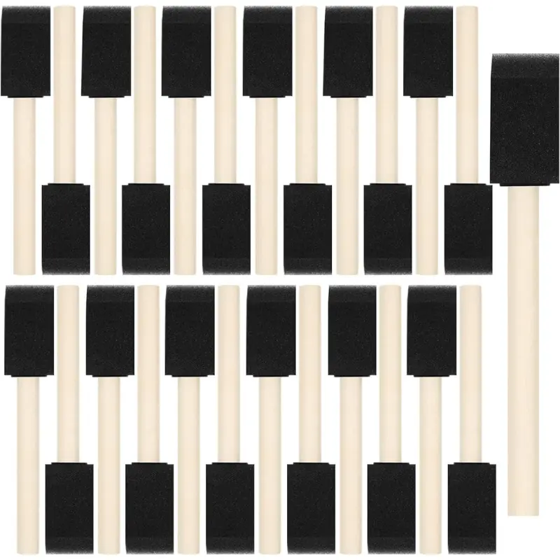 40 Pcs Foam Brush | 1” Foam Paint Brushes |  Wood Handle Sponge Paint Brush | Foam Brushes for Painting for Staining, Varnishes, and DIY Craft Projects, Sponge Brushes for Painting, Foam Brushes for Staining