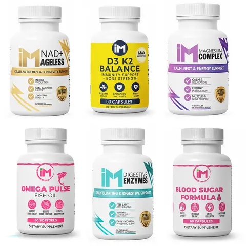 Daily Essentials Pack (6 Products) | Energy, Digestion & Vitality Support | Omega, D3, Magnesium, Enzymes, NMN & Metabolic Balance Stack