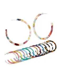 Bauble Sky Resin Hoop Earrings – 50mm Lightweight Earrings in 9 Vibrant Colors with Surgical Steel Post for Everyday Elegance