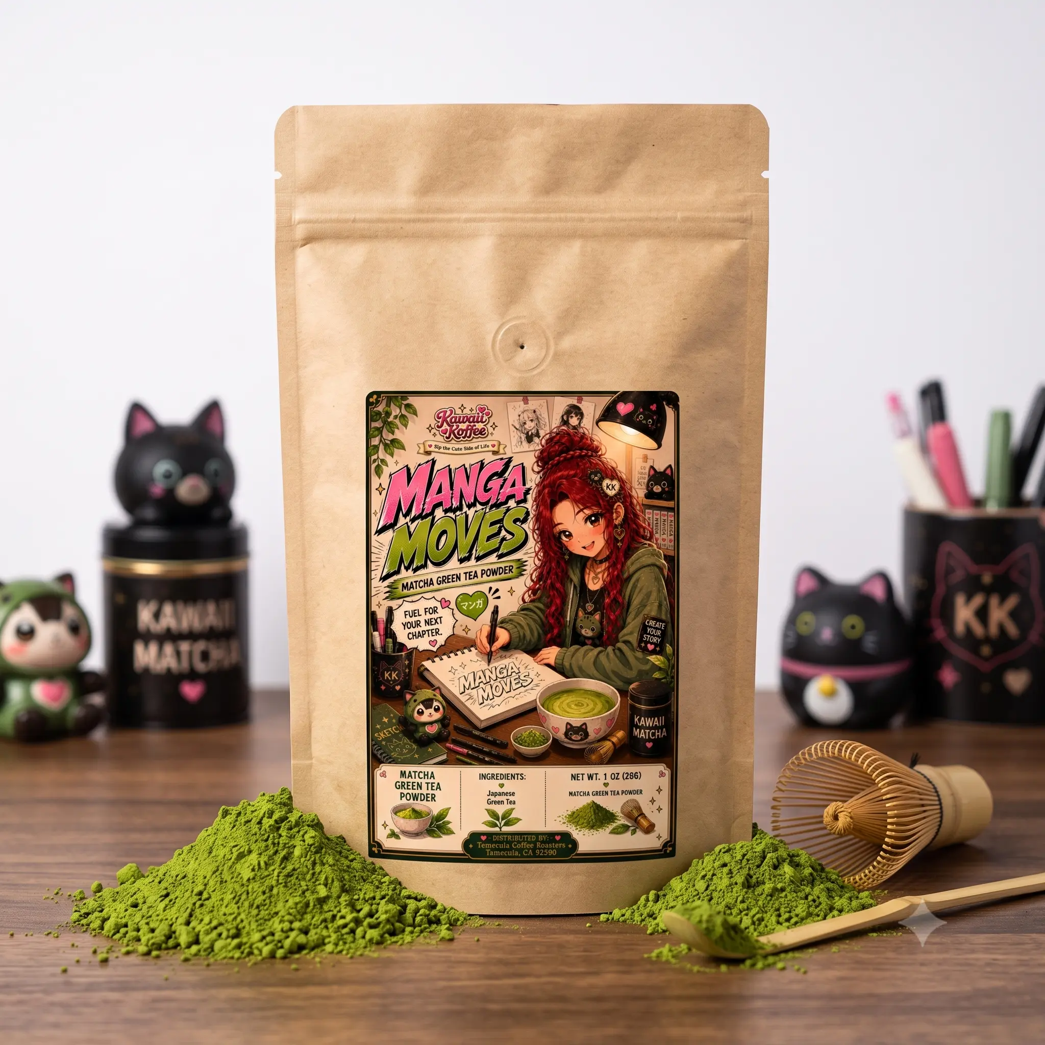Manga Moves Matcha Tea, Premium Brewable Green Tea Drink for Daily Enjoyment
