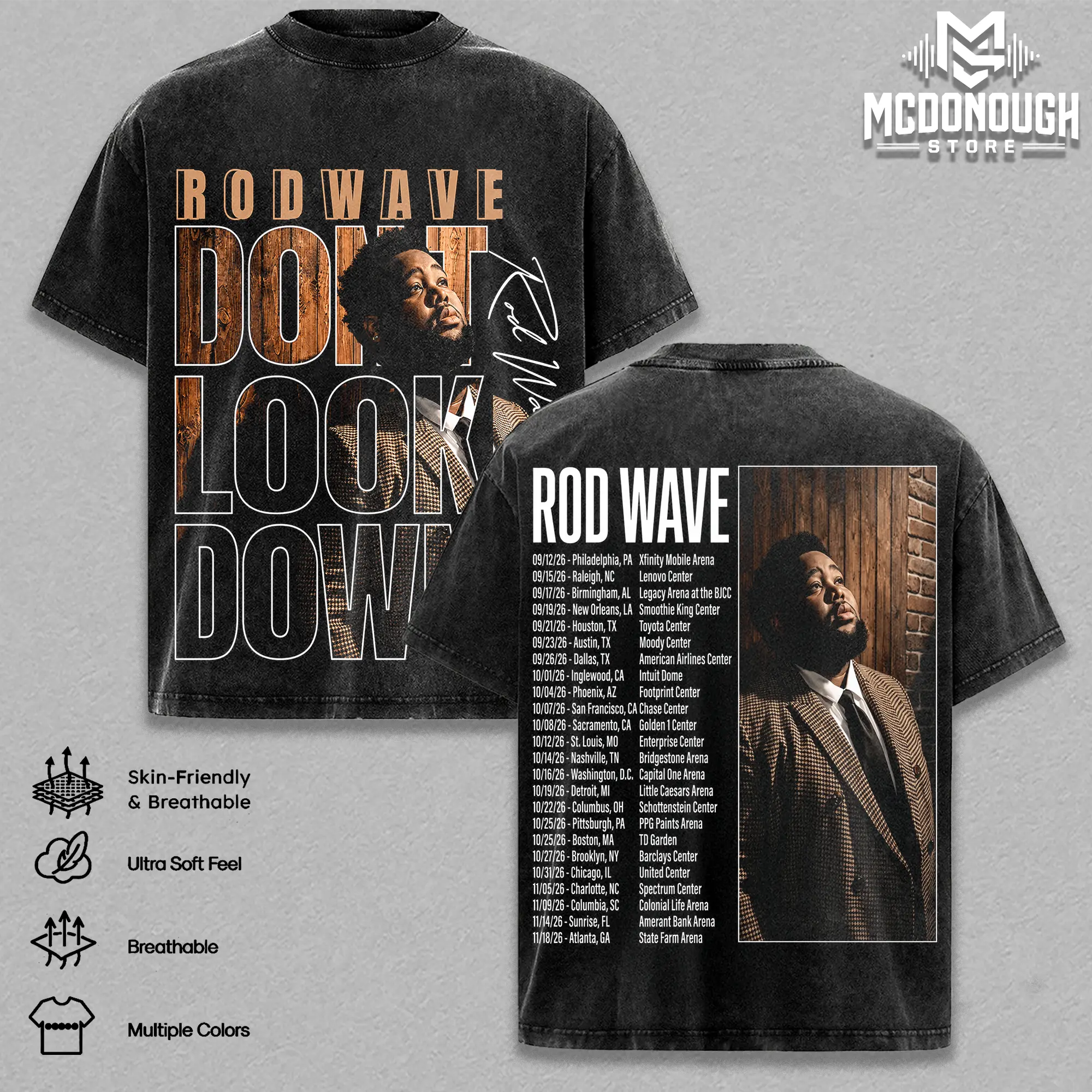 Rod Wave Redemption Experience Tour 2026 Concert Merch Premium Cotton T-Shirt Washed, Double Sided Vintage Rap Graphic Tee, Don't Look Down Tour Streetwear Shirt, Hip Hop Music Tour Merch, Gift for Rod Wave Fans