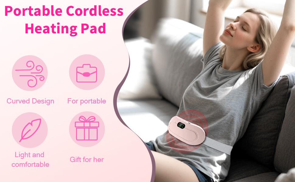 Heating Pad for Period Cramps, 3 Heat Levels and 3 Massage Modes, Portable Heating Pad for Menstrual Cramps, Electric Heat Belt for Women and Girl Stocking Stuffers(White)
