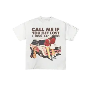 Call Me If You Get Lost Graphic Casual Soft Short Sleeve Pure Cotton 180gsm T Shirt Heavyweight Drop Shoulder Tees unisex top blue jeans white
