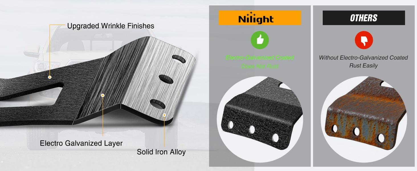 Nilight 90032B 2PCS 54” Curved LED Light Bar Bracket at Upper Windshield Roof Cab for 99-06 Chevy Silverado Suburban Avalanche Tahoe & GMC Yukon Sierra, 2 Years Warranty, Black