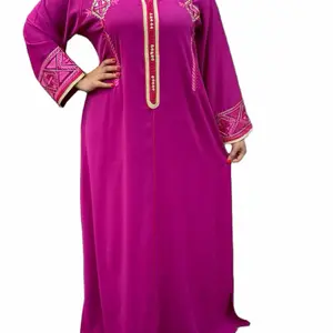 Morocan  Jalabia Orange Dress with Green Embroidery Details