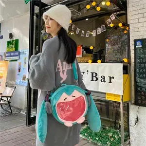 Anime Hatsune Miku Bag Version Kawaii Figure Plush Bag Model Plush Stuffed Toy Shoulder Bag Transparent Backpack Gifts.