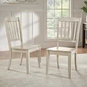 Set of 2, Antique White Finish Spindle Back Side Chair