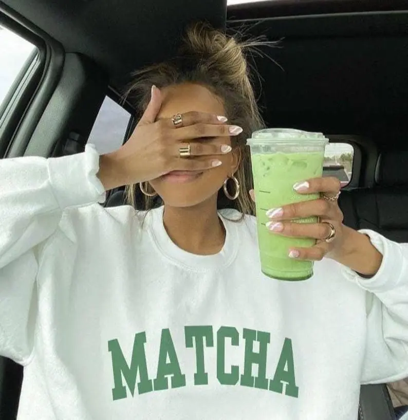 Matcha Sweatshirt - Matcha Latte Aesthetic Crewneck, Green Tea Lover Gift, Pinterest Style Jumper, Trendy Matcha Girl Sweatshirt, Viral
