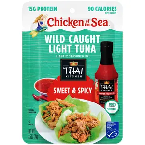 Chicken of the Sea Wild Caught Light Tuna, 2.5 oz. Packets (Pack of 4), Sweet & Spicy Seasoning