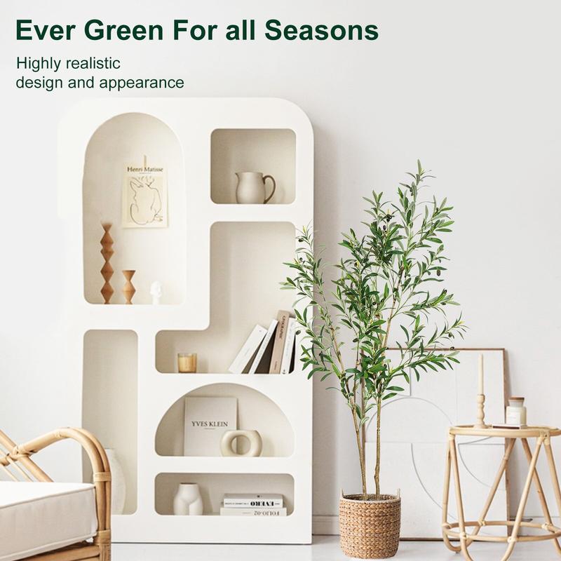 Valentine's Day Gift | DLDA 2-Piece 4Ft Faux Olive Tree with Lifelike Silk Leaves & Real-Wood Trunk for Home Office Decor Artificial Plants Decorative Fake Indoor Plants