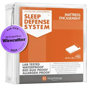 Mattress Cover – Zippered, bed bug-, dust mite–proof, hypoallergenic – Sleep Defense System – Queen size – Waterproof – Stretchable – Standard 12″ depth – 60″ wide × 80″ long
