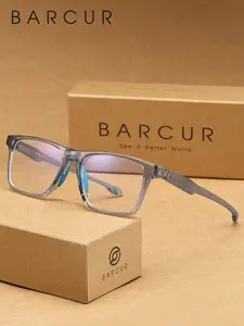 BARCUR Minimalist and Comfortable Square Full Frame Men's Decorative Glasses Square Eyeglass Frame Stylish Square Frames with PC Lens Material To Enhance Visual Comfort. Brand Packaging Is A Great Gift