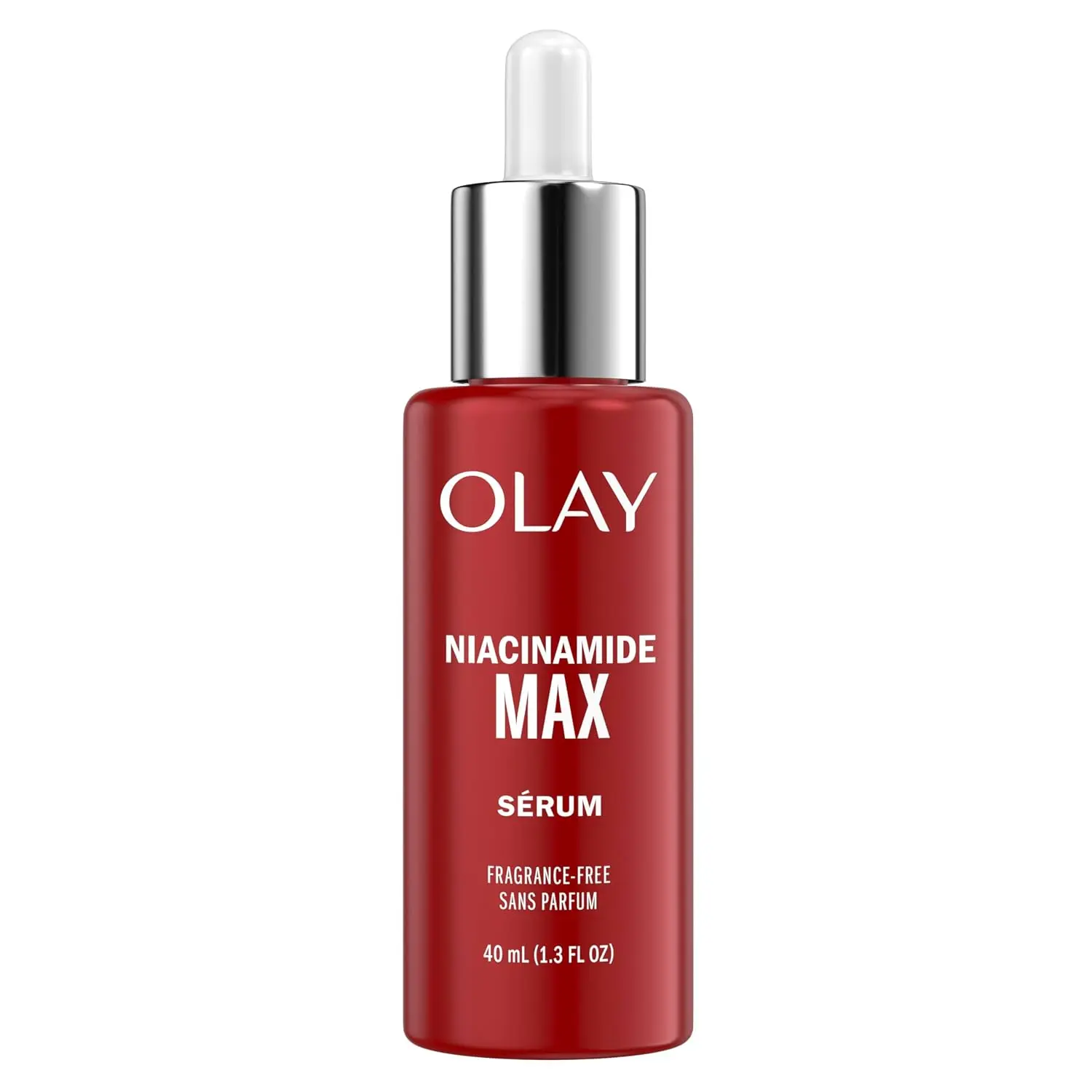 Olay Niacinamide MAX Wrinkle Reducing Serum for Women, 2x Peptides, Anti-Aging Ingredients for Smooth Skin, Made Without Parabens, Phthalates, Mineral Oil, or Synthetic Dyes, Fragrance-Free, 1.3oz