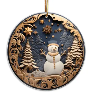 Snowman Christmas Ornament 2025,  Christmas Tree Ornament, Flat Christmas Tree Decoration, for Family, , ,  Decor