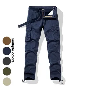 1-pack men’s cargo pants — long pants for all seasons, American style, multi-pocket design, comfortable and breathable, stylish (no belt included)