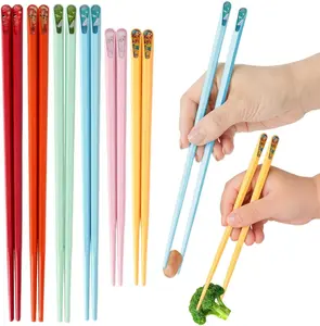 6 Pairs Chopsticks Reusable, Parent-Child Family Fiberglass Chop Sticks Set, 4 Adult + 2 Kids Chopsticks Dishwasher Safe, Non Slip for Sushi Ramen Asian Foods, Colorful Coikcer