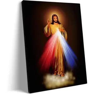 [Poster] Jesus Canvas Wall Mural - Divine Mercy - Home Decor - Christian Sacred Heart Poster Print - Religious Artwork - Spiritual Easter Image - Suitable for Prayer Rooms, Churches, Offices, Living Rooms
