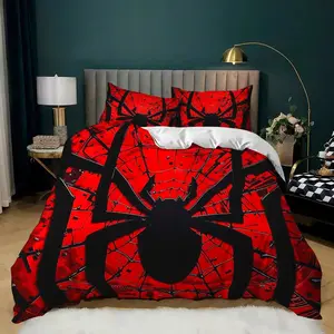 2/3pcs Bedroom Cozy Bedding And Duvet Cover Set, Designed With A Red Spider Themed Pattern, Soft And Comfortable, Suitable For Children/Teenagers Bedroom Decoration, Suitable For All Seasons, Bed Sets