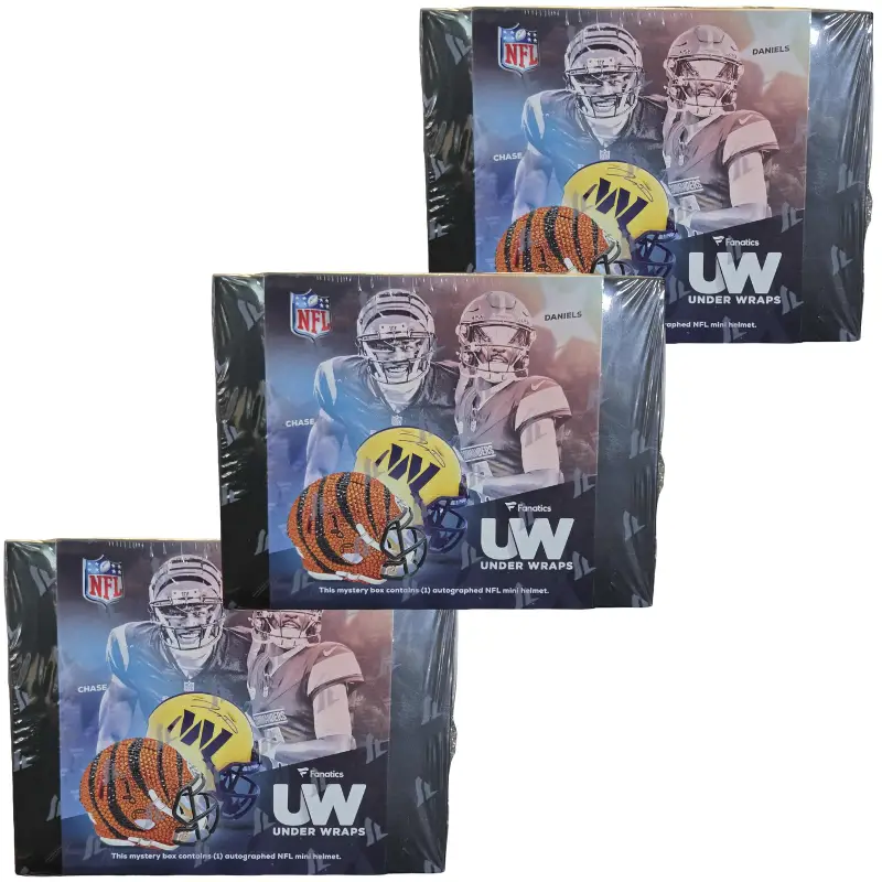 3 in 32 Chance Hit - Pick Your Team Live Stream Breaks - (3) Signed Football Memorabilia Mini Lid and Top Loaded Football Card- Fanatics 2025 Under Wr