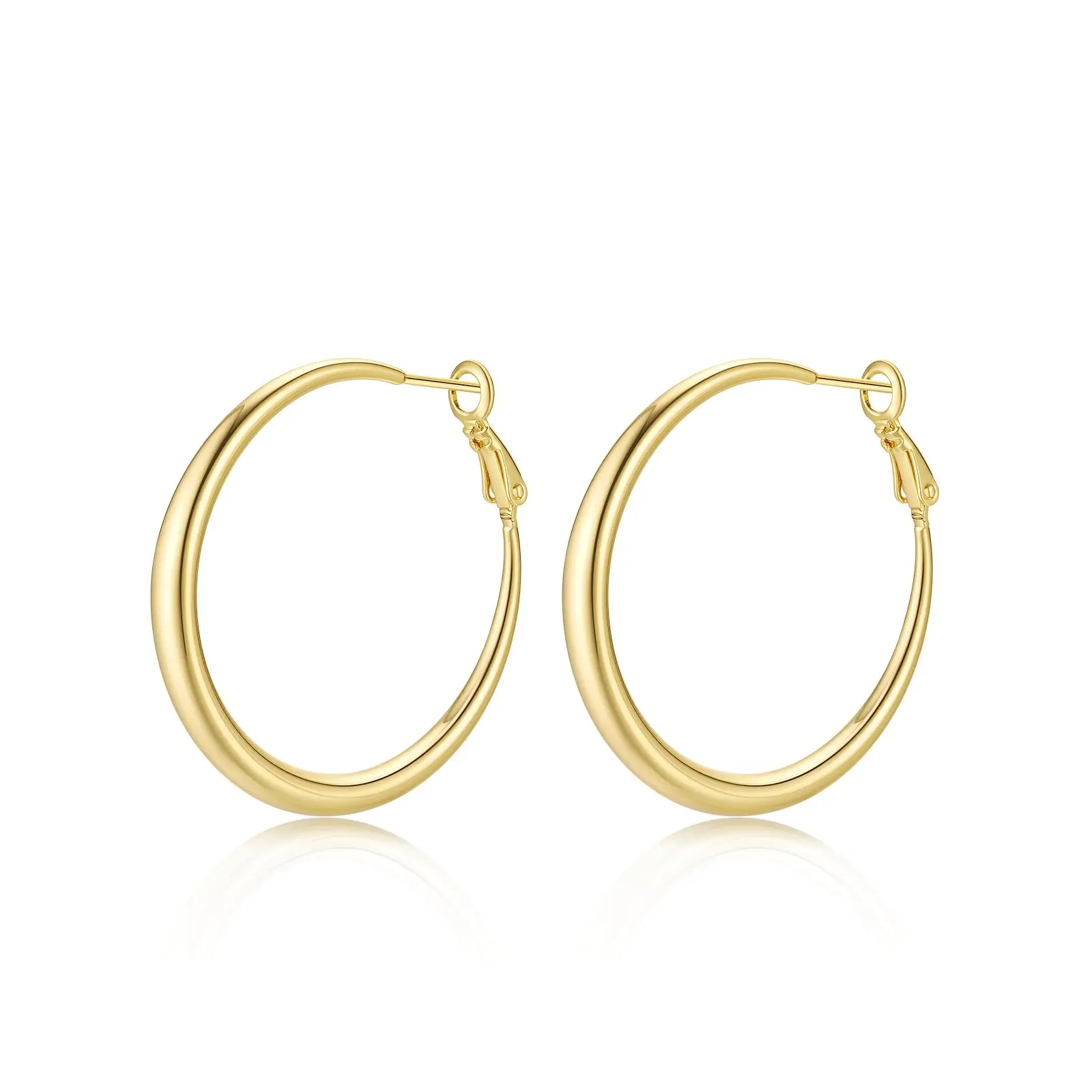 14K gold plated hoop earrings for woman.,Hoop Earrings Ideal Gift for Daily Wear & Special Occasions