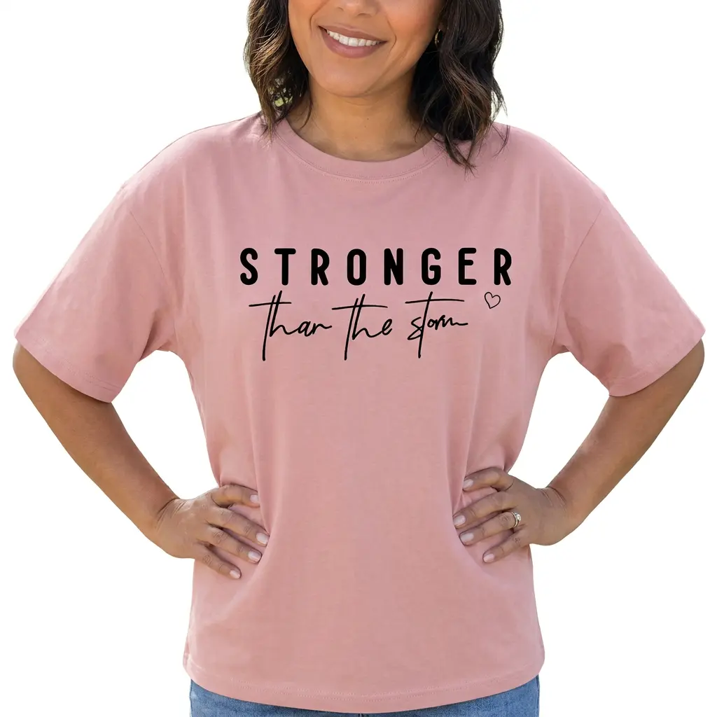 Inspirational Quote Shirt Women Stronger Than The Storm Graphic Tee Plus Size