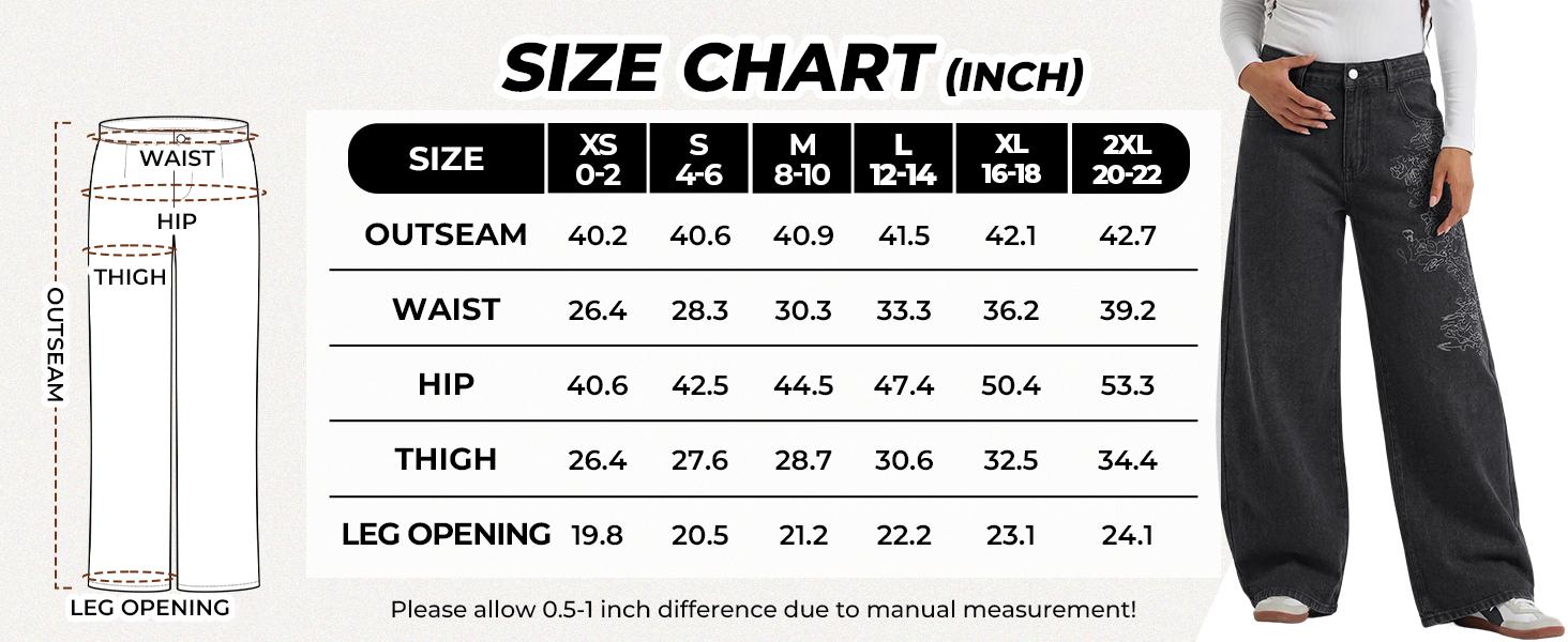 EMMIOL【Back to School】Women Hip Hop Baggy Jeans Wide Leg Mid-Low Waist Barrel Jeans Loose Boyfriends Jeans 90s Vintage Denim Pants casual comfy Black Womenswear Summer Vibes