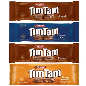 Arnott’s Tim Tam Chocolate Biscuits – 4-Pack Variety: 2 x Original, 1 x Double Coat, 1 x Chewy Caramel – Imported from Australia Sweet Treats Gourmet Cookies