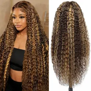 Highlight Ombre Lace Front Wig Human Hair 13x6 HD Honey Blonde 4/27 Deep Wave Lace Frontal Wigs Glueless Wigs Human Hair