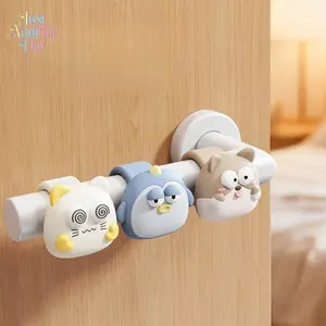 3 Pack Cute Cartoon Silicone Door Handle Bumper, Shockproof Wall Protector Pad, Noise-Reducing Door Stop for Bedroom & Home