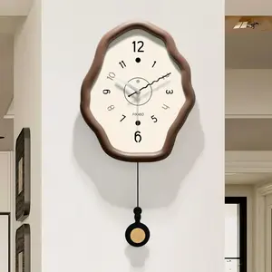 Silent Wall Clock - Large Wood Analog, 11.8"*23.6" Battery Operated Rustic Modern Farmhouse Clock for Bedroom, Living Room, Office Decor Brown