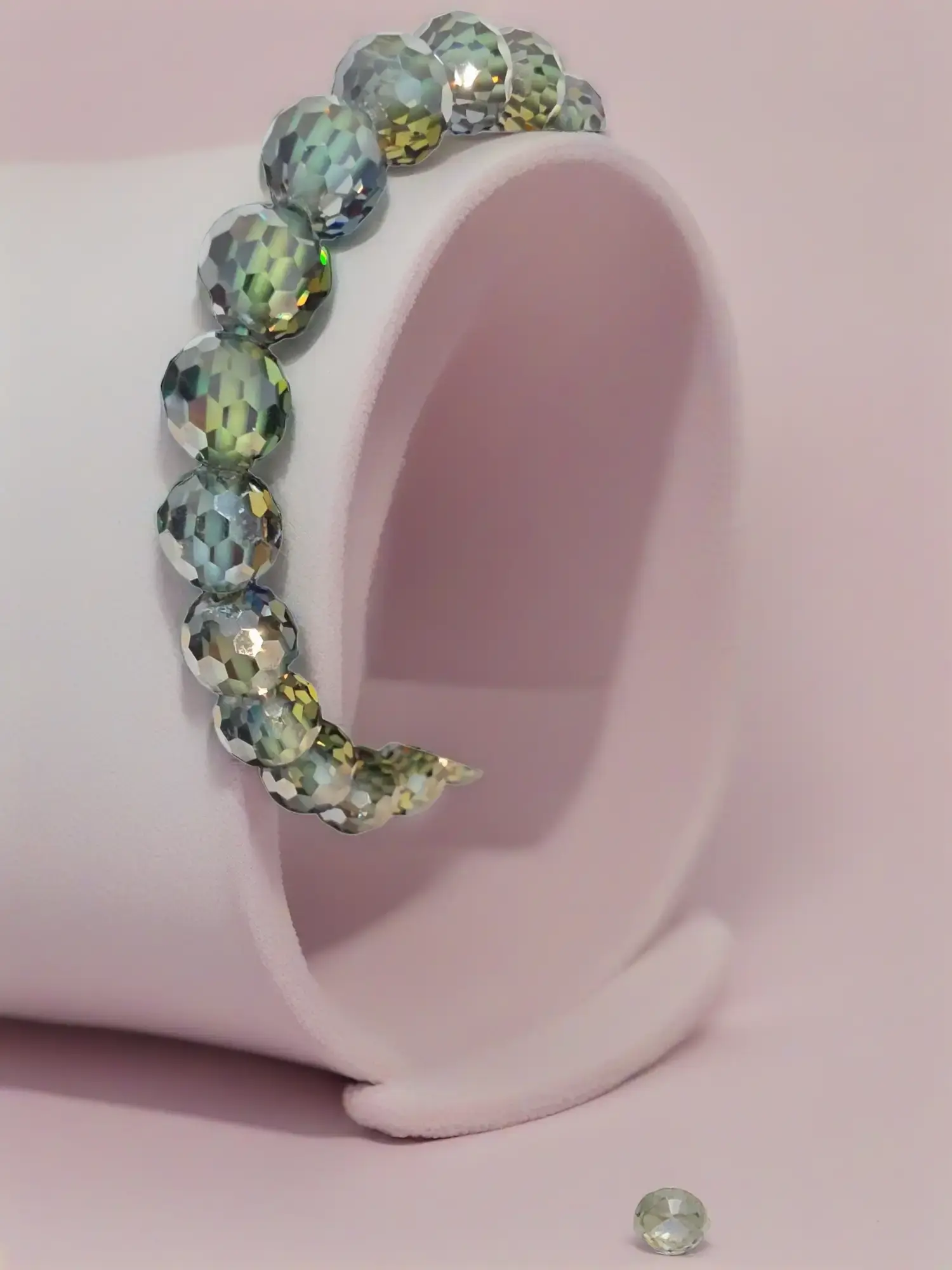8mm Green Moissanite Gemstone Faceted Natural Crystal Bracelet, Jewelry Accessory