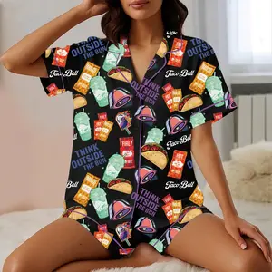 Think Outside Pajamas Set Women, Mexican Pajamas Family, Taco Bell Sauce Holiday Pajamas, Junk Food Pajamas Set