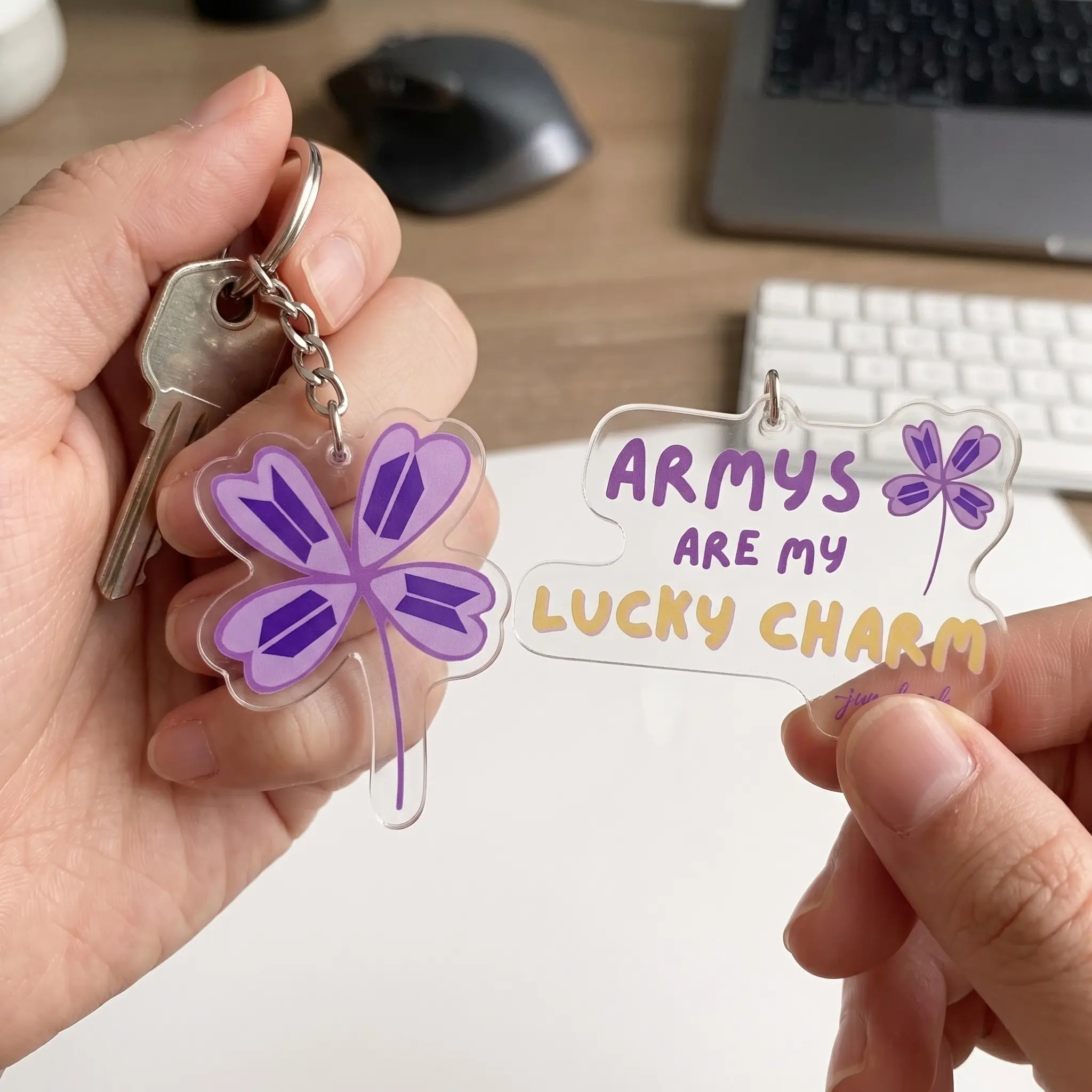 [KeyChain] ARMYs Are My Lucky Charm Keychain, Layered Acrylic Keychain, K-pop Style Accessory