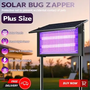 Solar Bug Zapper Outdoor, Waterproof Mosquito & Fly Killer lamps with 4000mAh Battery, Solar Powered Insect Trap, 2 Modes & 3 Placement Options for Yard, Patio, Garden, Camping