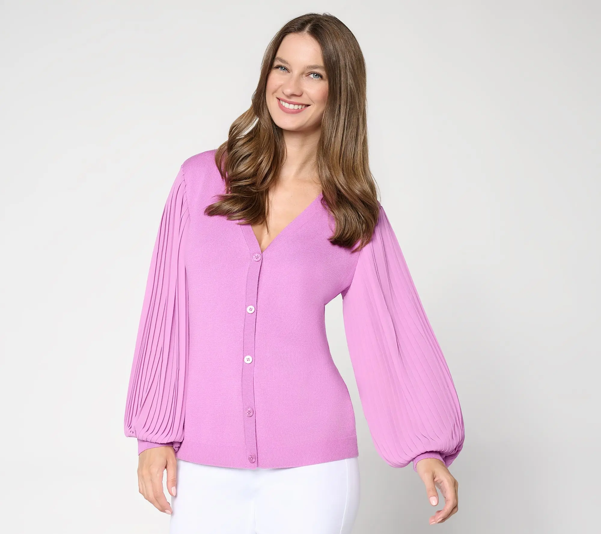 Mally Roncal Mixed Media Button Front Cardigan