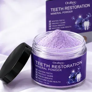 Purple Mineral Tooth Powder for Teeth Whitening Fresh Breath Gentle Oral Care Surface Stain Removal Travel Size Fresh Mint Flavor 1.76 oz