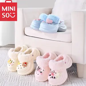MINISO Cotton Slipper Series - Detachable Clogs,Warm Thickened Non-Slip Home Slippers, Cozy Fleece-Lined Indoor Footwear for Girl Walking Shoes #Summervibes Slide