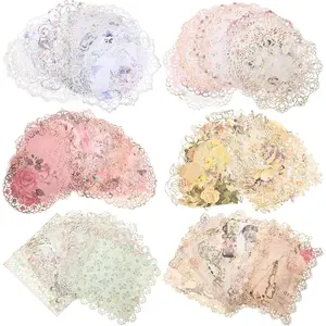 60 Sheets Lace Edged  Floral Scrapbook Paper Assorted Set 6 Packs Junk Journal Supplies Special Paper for DIY Cards Letter Writing Patterned Cardstock