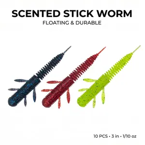 Pre-Scented Floating Finesse Danceing Worm – Natural Amino & Shrimp Oil Attractant | Bubble Tail S-Action Soft Plastic 3in Bass Lure