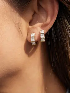 Classic Zircon-Filled Earring For Women 18K Gold Plated Stainless Steel Stacked Earrings Classic Style Earrings Party Fashion Jewelry Gift