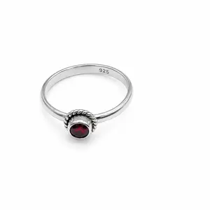 Yaya's One-of-a-Kind Garnet Sterling Silver Ring - Size 7.5 - ID 178