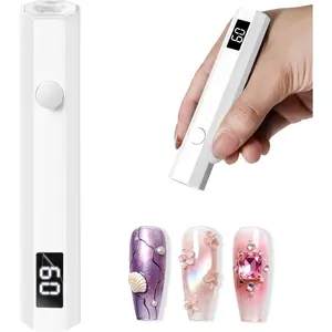 Mini UV Light for Nails Handheld Flash Cure Light 3w Portable Led Lamp with 2 Timer Settings 20/60s for Home DIY Salon Women Gel Polish (White)