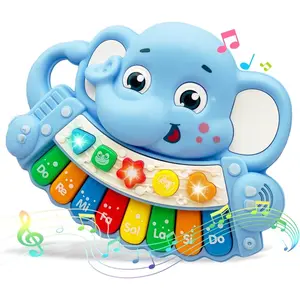 Baby Music Toys for Toddlers, Light Up Music Baby Toys for 18+ Months Early Learning Educational Piano Keyboard Infant Toys Baby Boy Girl Gifts (Elephant)