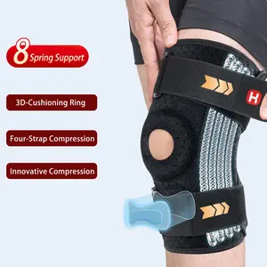 Adjustable Eight Spring Knee Support Brace, Equipped with Cushion Pad and Innovative Compression Strap, Stable Knee Protector