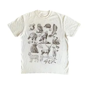 Vintage Forest Animals Unisex 90s Style T-Shirt, Retro Animal Drawing Style, Bear, Owl, Deer, Wolf, Snake, Camping Nature Lover, Nature Gift, Vintage T-Shirt, Womenswear Top